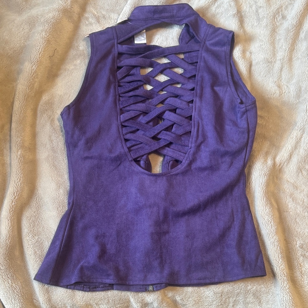 Lydia || NWT Suede Zip Corset Top (L) - Picture 12 of 15
